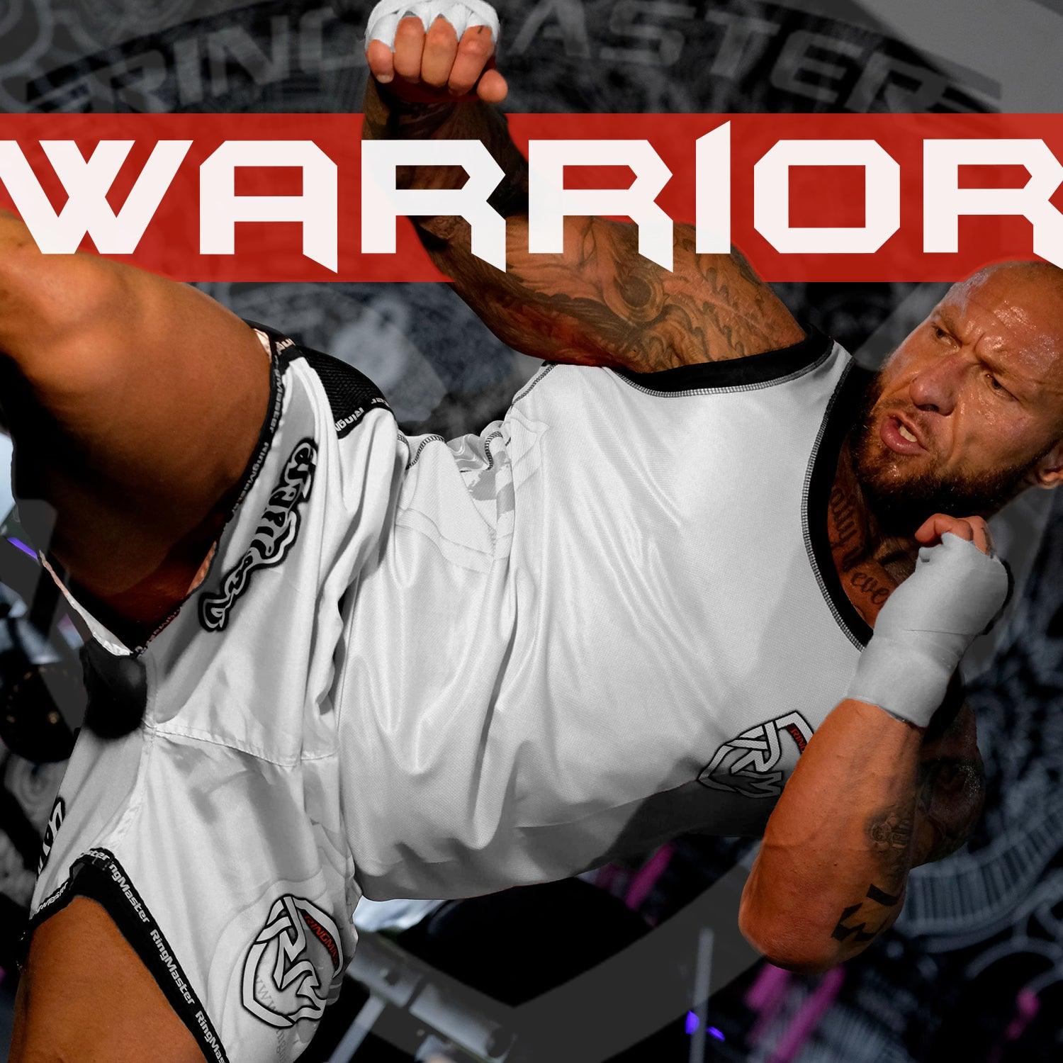 RingMaster Sports Warrior Thai / Kickboxing Shorts White - RingMaster Sports