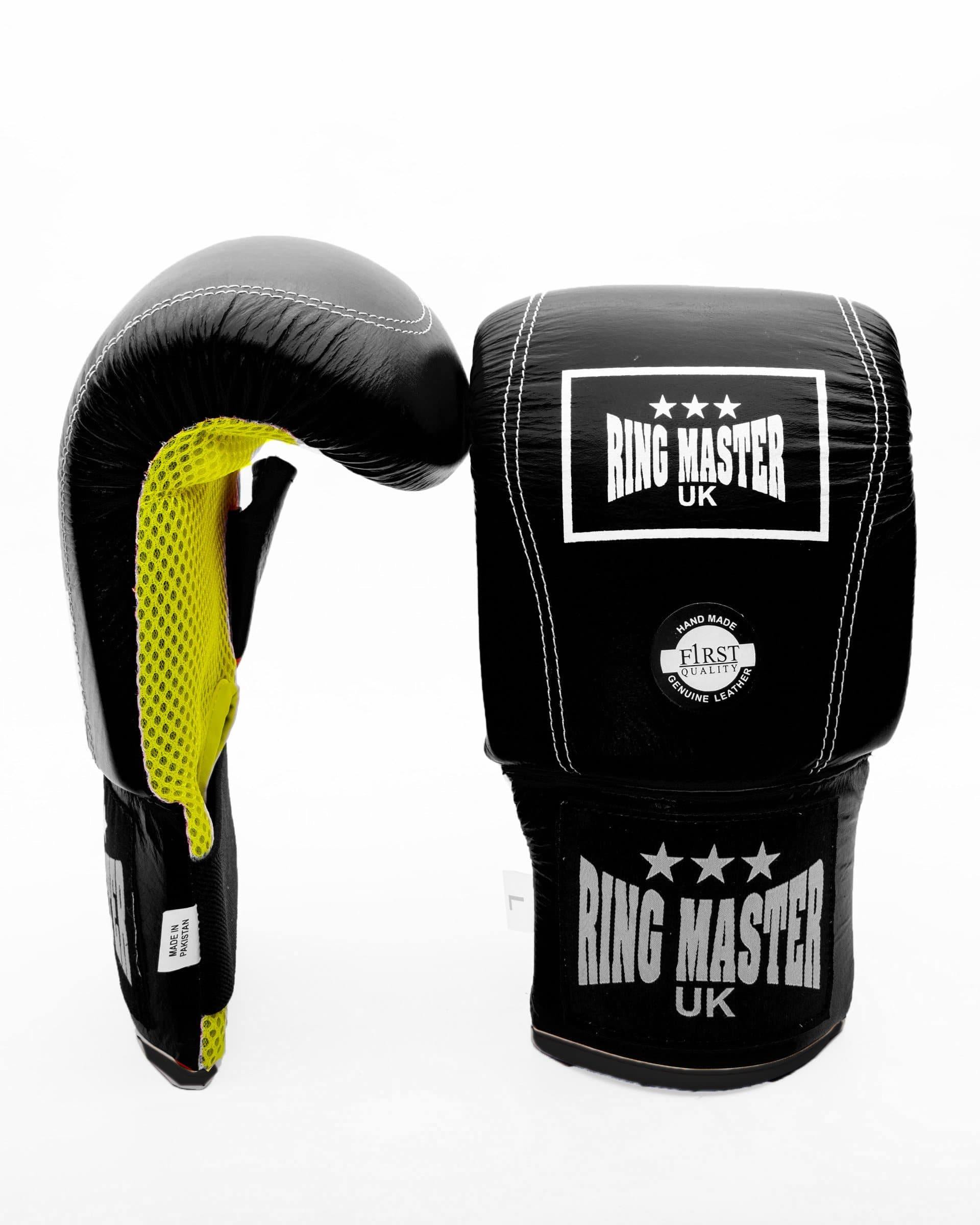 Black Genuine Leather RingMaster Sports Bag Mitts Image 1