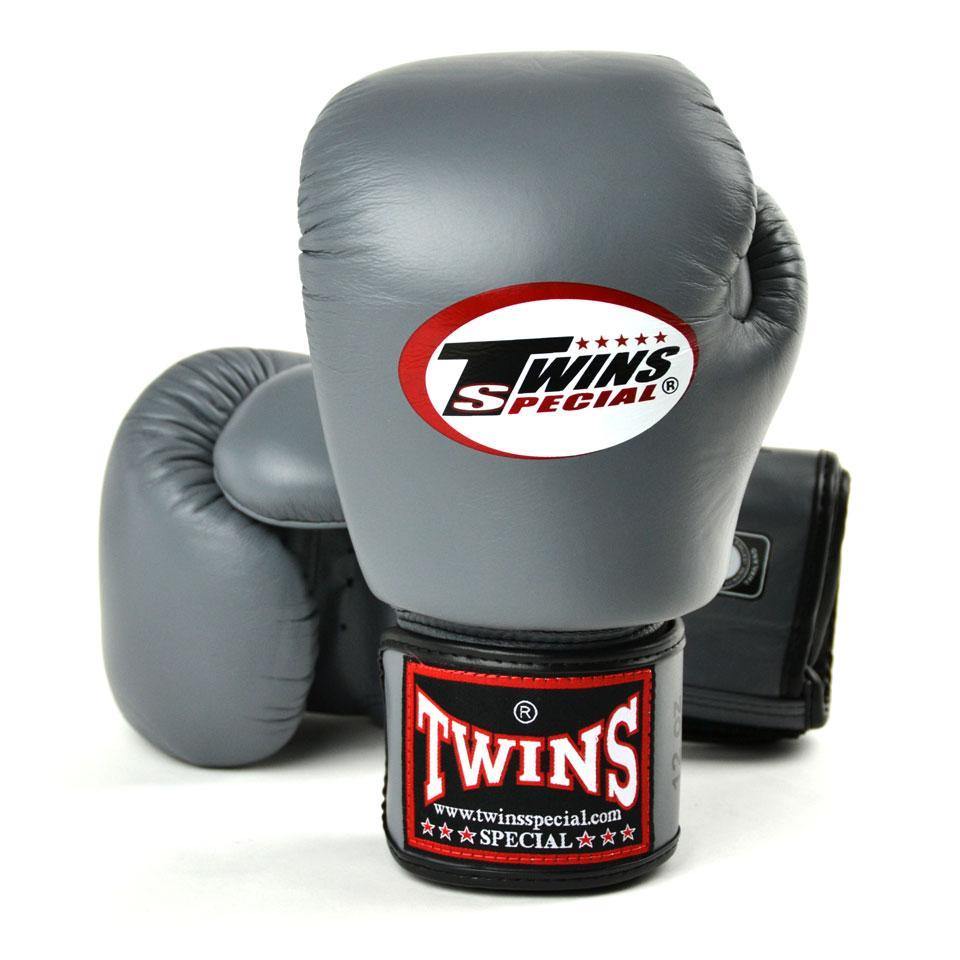 BGVL3 Twins Grey Velcro Boxing Gloves 10oz - RingMaster Sports