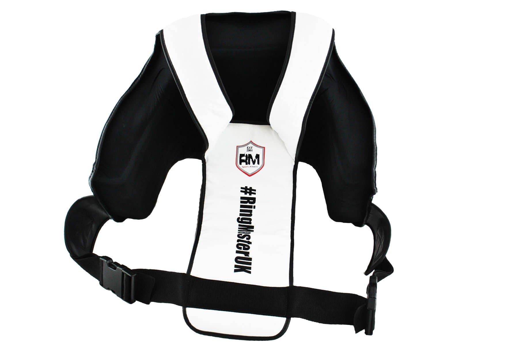 RingMaster Sports One Size Body Protectors Genuine Leather White and Black Image 2