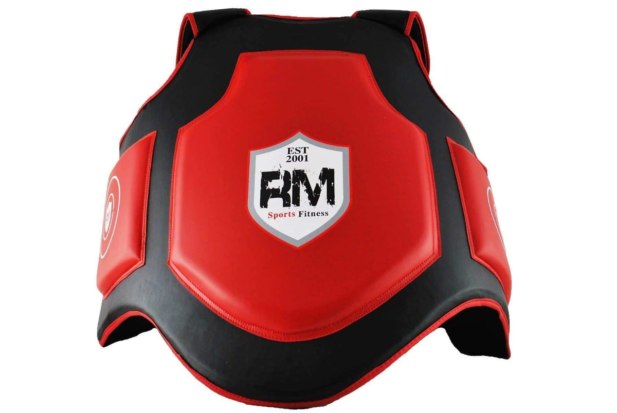 RingMaster Sports genuine leather body protector in black and red