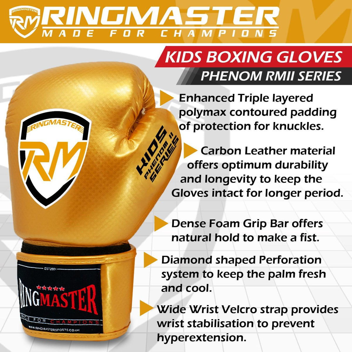 Gold RingMaster Sports kids boxing gloves