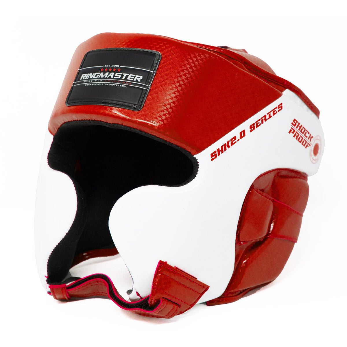 RingMaster Sports SHK2.0 boxing head guard in red and white