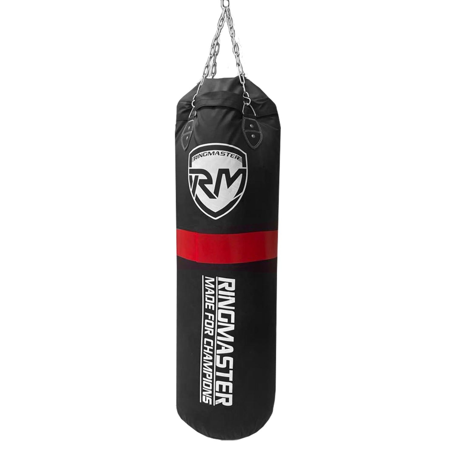Front view of RingMaster Sports heavy duty punch bag made from durable synthetic leather for boxing and MMA training.