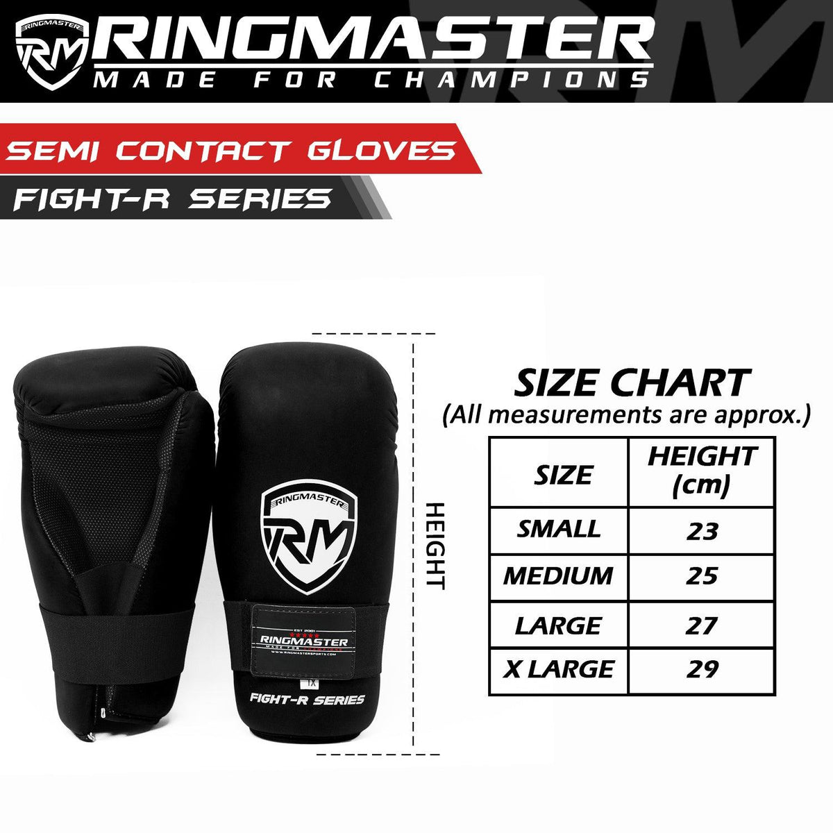 RingMaster Sports black Taekwondo gloves