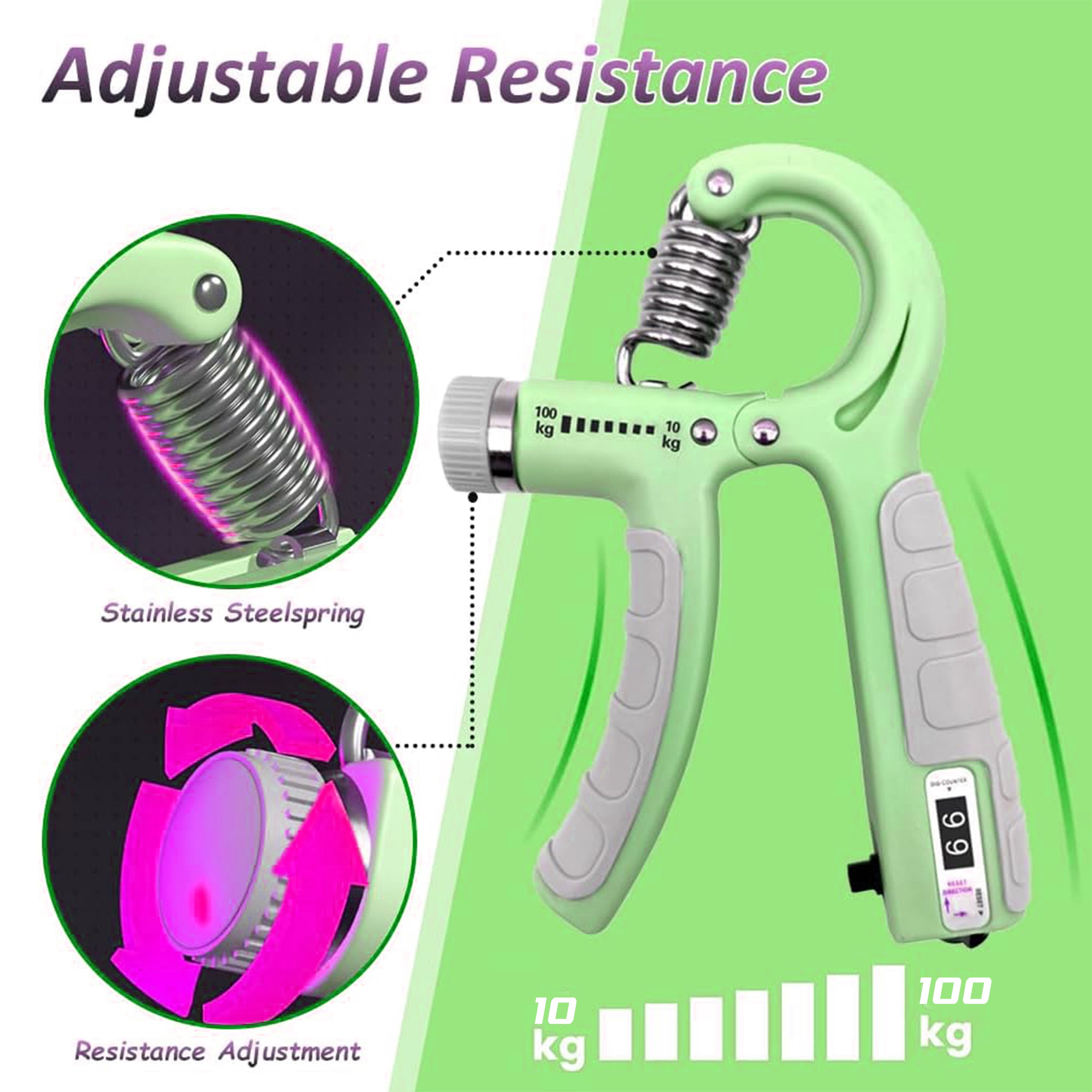 Professional 10–100 kg adjustable grip strengthener for athletes, climbers, and weightlifters