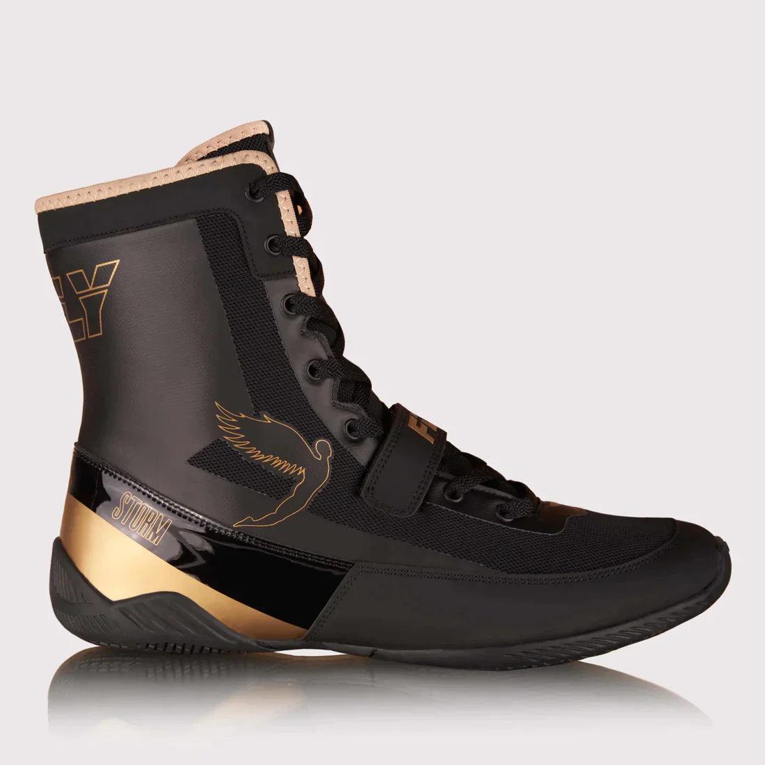 Fly Storm Boxing Boots Black/Gold - RINGMASTER SPORTS - Made For Champions