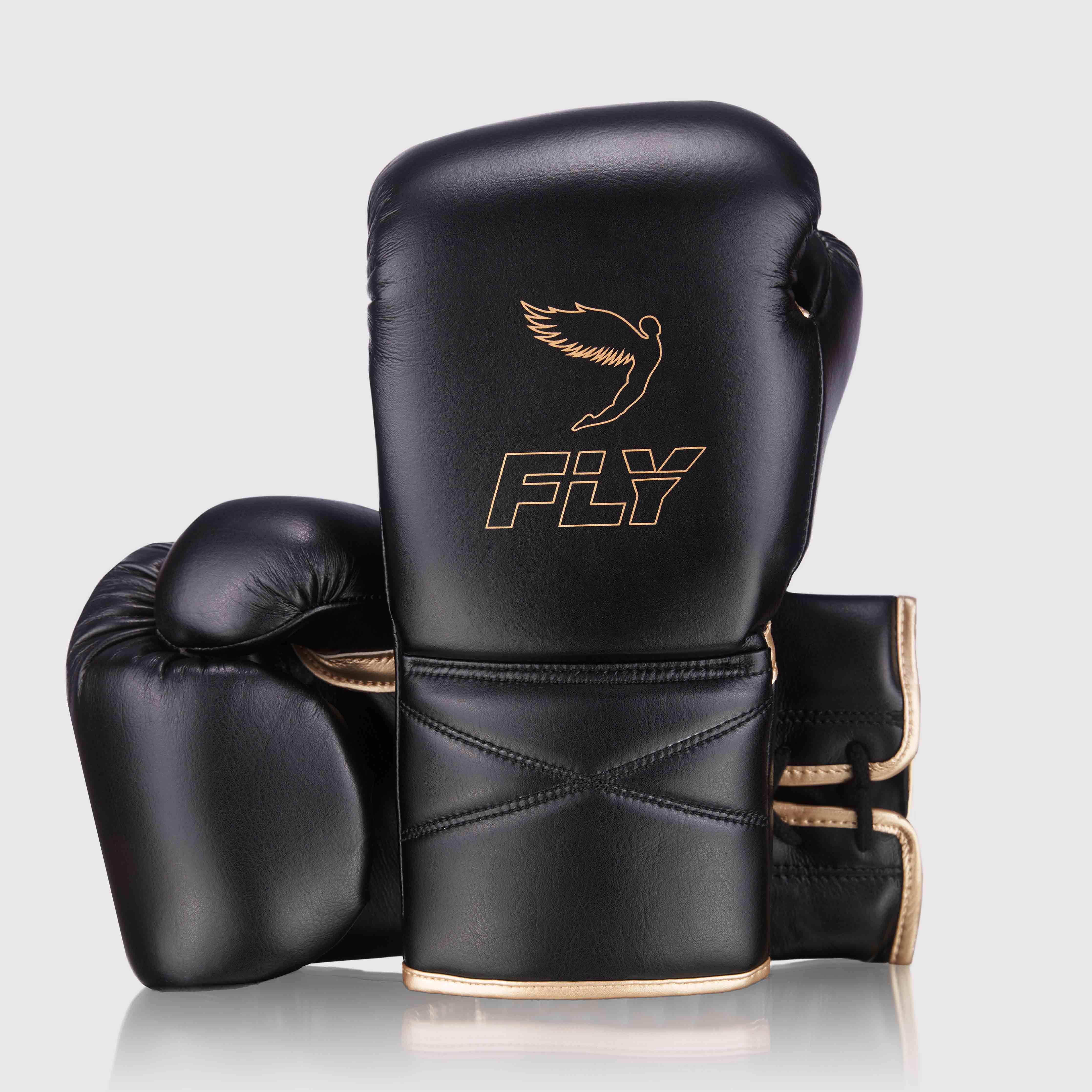 Fly Superlace X Black Gold Gloves - RINGMASTER SPORTS - Made For Champions