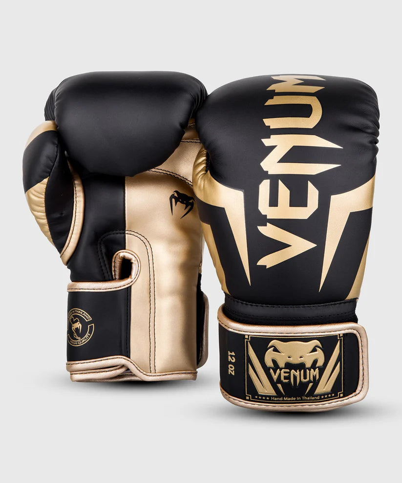 Venum Elite Boxing Gloves - Black/Gold Image 2