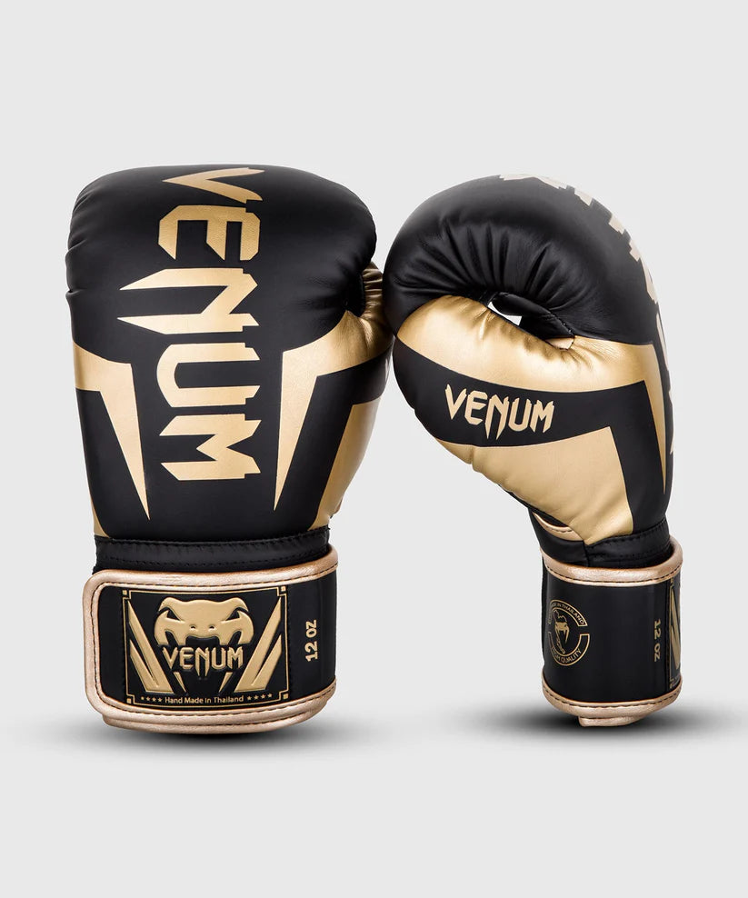 Venum Elite Boxing Gloves - Black/Gold Image 1