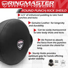 RingMaster Sports Round Punch Kick Shield Large Genuine Leather Black - RINGMASTER SPORTS - Made For Champions