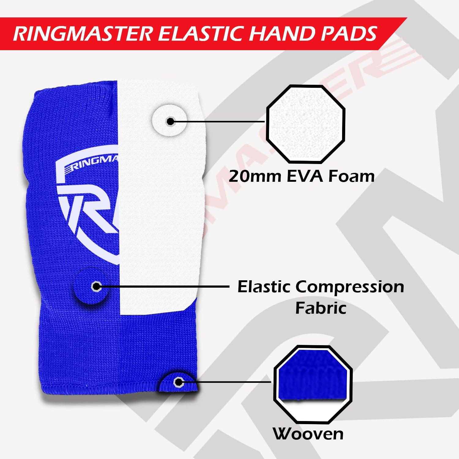RingMaster Sports Slip on Elastic Hand Pads Mitts Blue - RINGMASTER SPORTS - Made For Champions