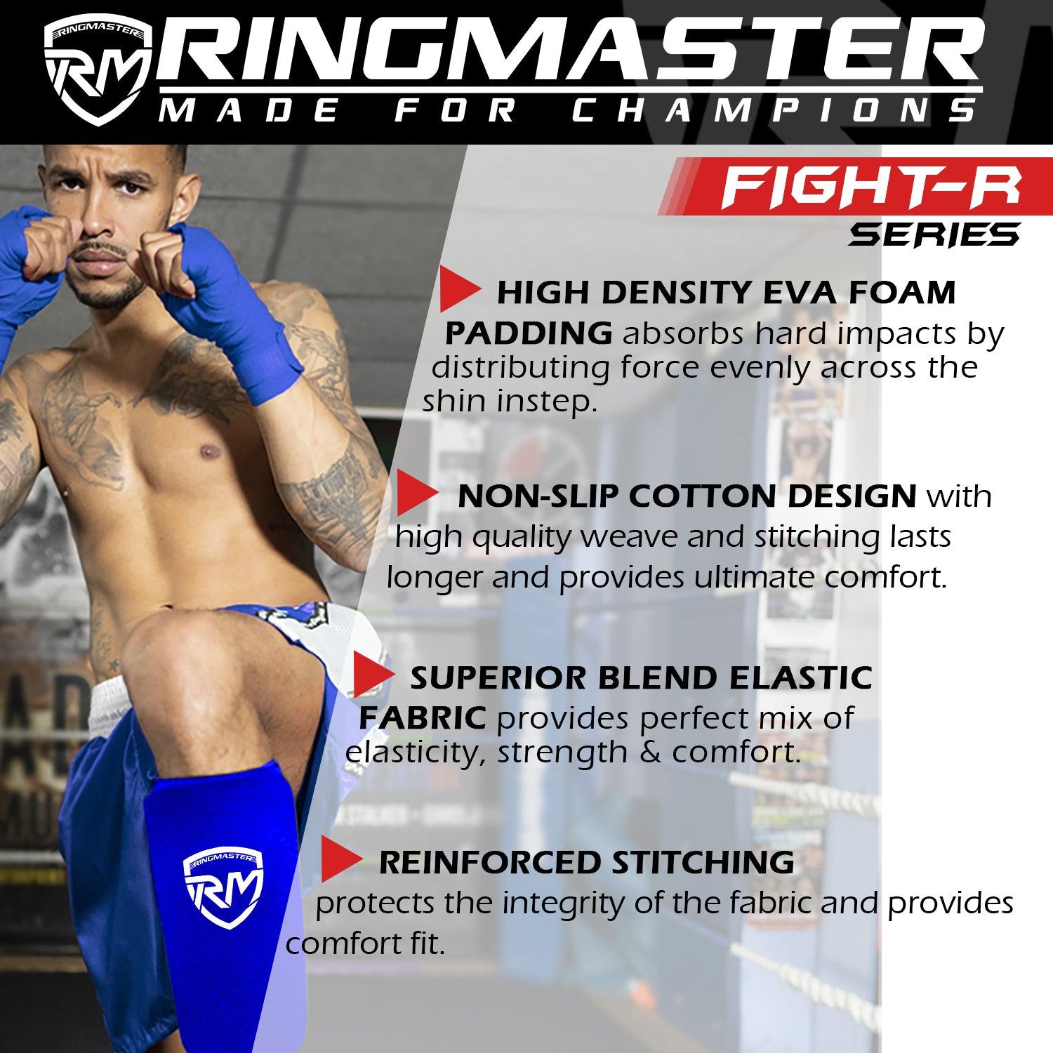 RingMaster Sports Elastic Shin Pads Blue - RINGMASTER SPORTS - Made For Champions