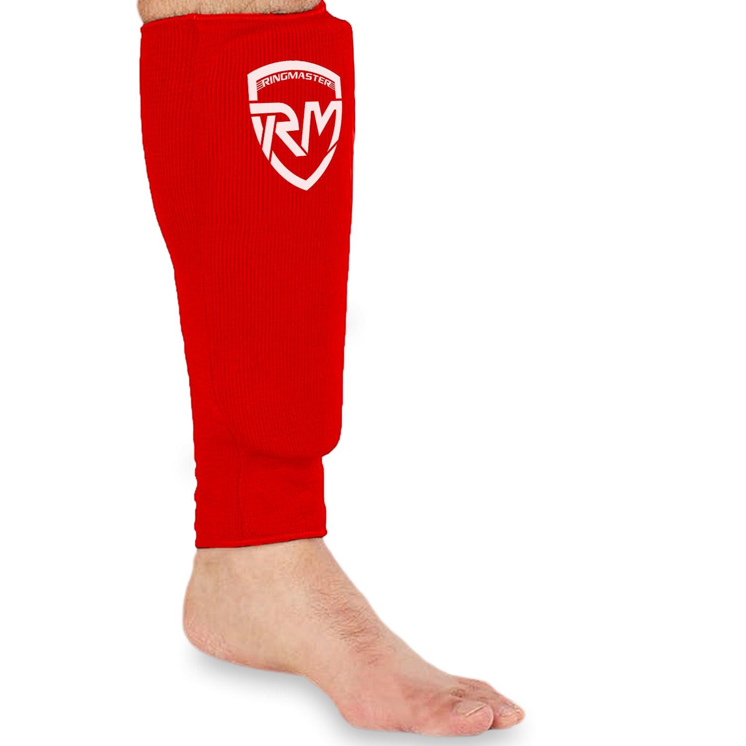 RingMaster Sports Elastic Shin Pads Red - RINGMASTER SPORTS - Made For Champions