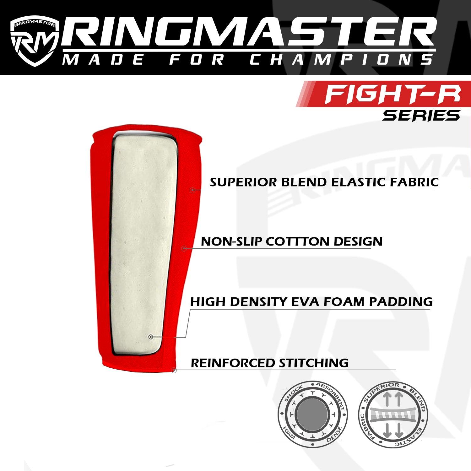 RingMaster Sports Elastic Shin Pads Red - RINGMASTER SPORTS - Made For Champions