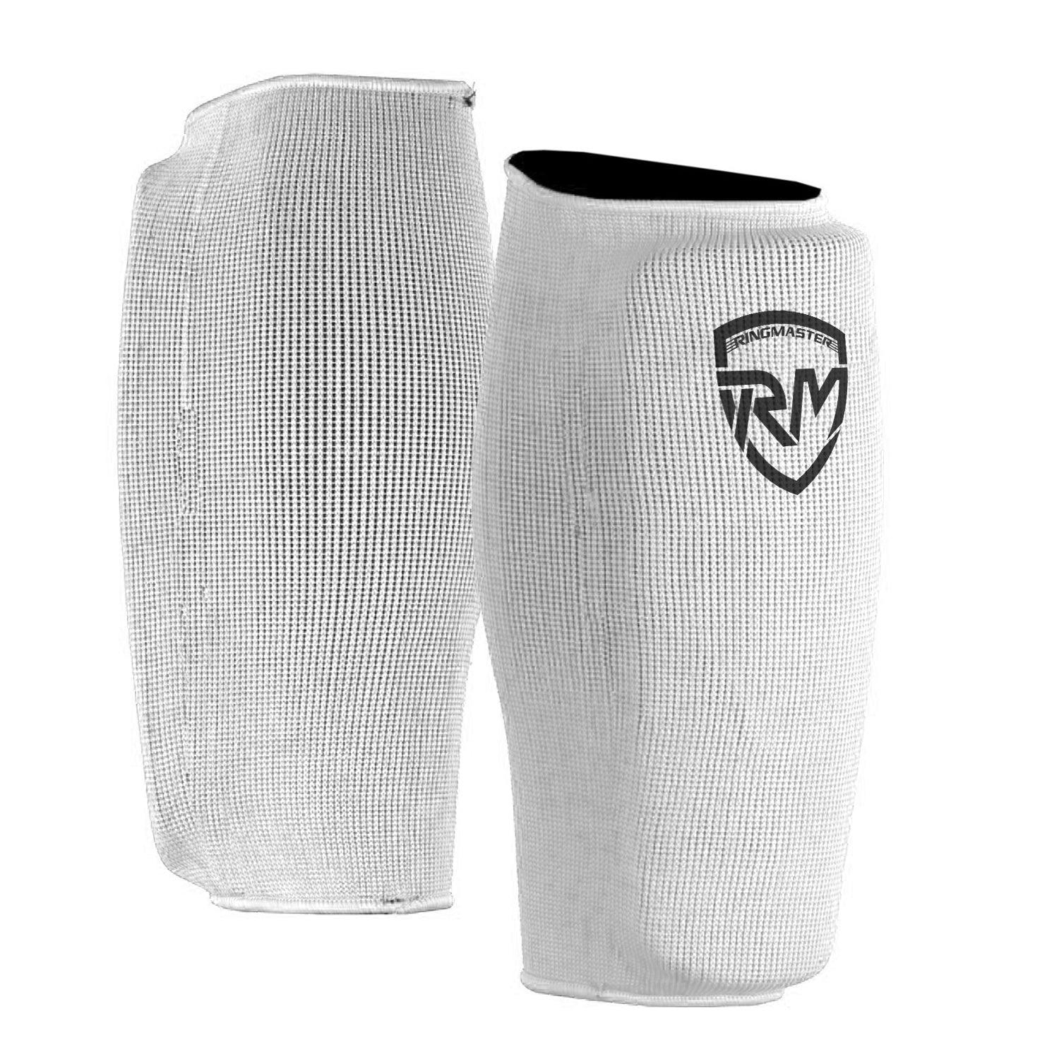 RingMaster Sports Elastic Shin Pads White - RINGMASTER SPORTS - Made For Champions