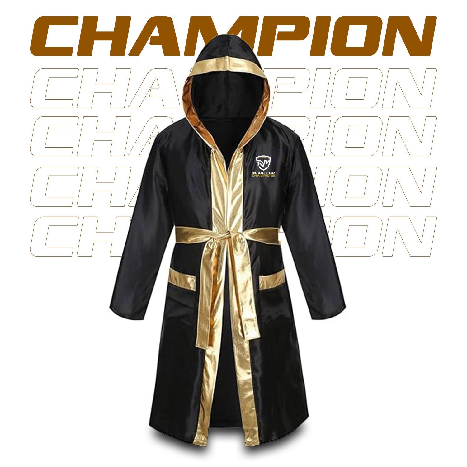 RingMaster Sports Champion Series Boxing Fight Robe Black & Gold Gown Image 2