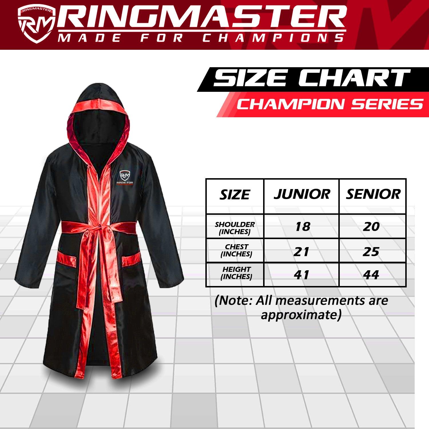 RingMaster Sports Champion Series Boxing Fight Robe Black & Red Gown Image 3
