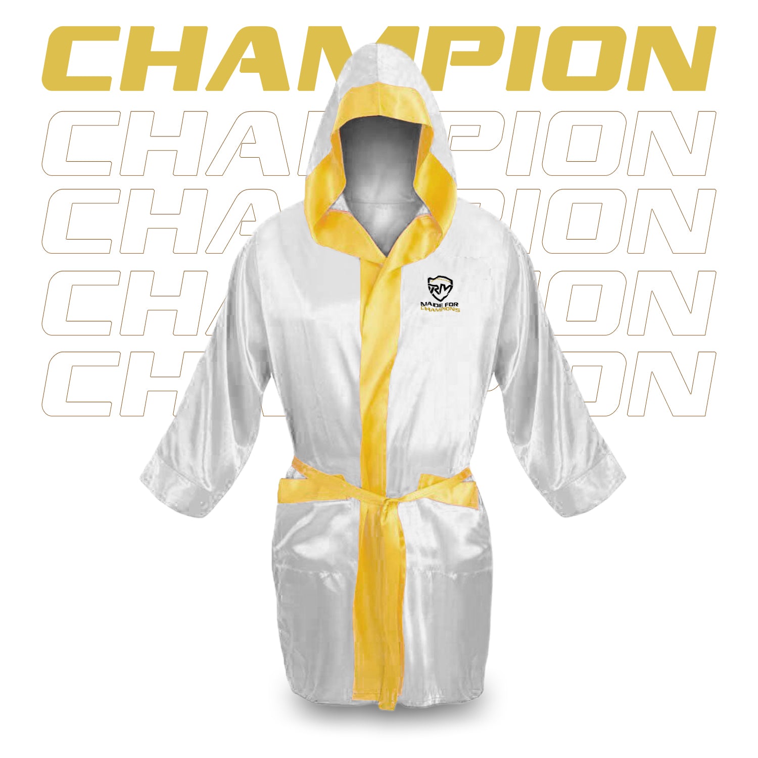 RingMaster Sports Champion Kids Fight Robe White Gold