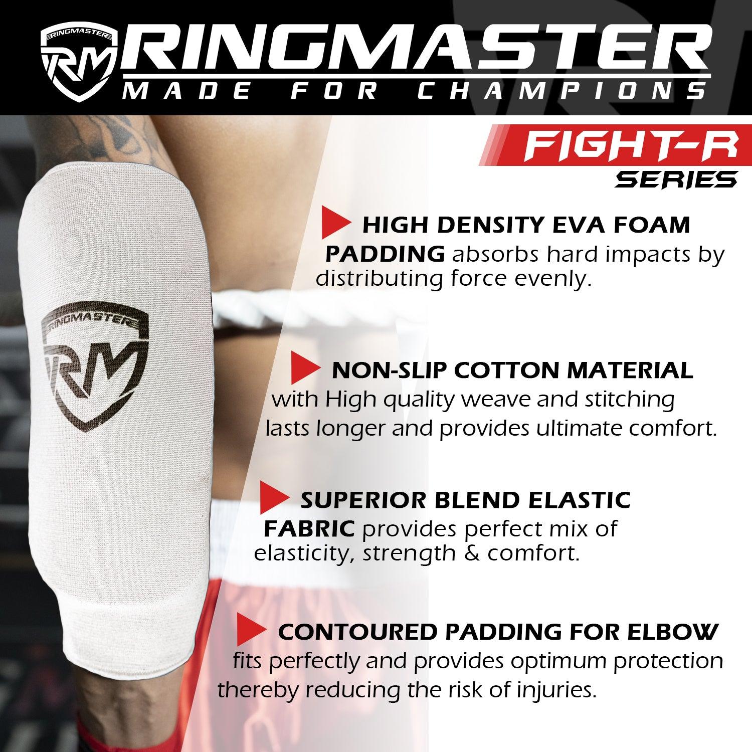 RingMaster Sports Kids Slip on Elastic Arm Pads Mitts White - RINGMASTER SPORTS - Made For Champions