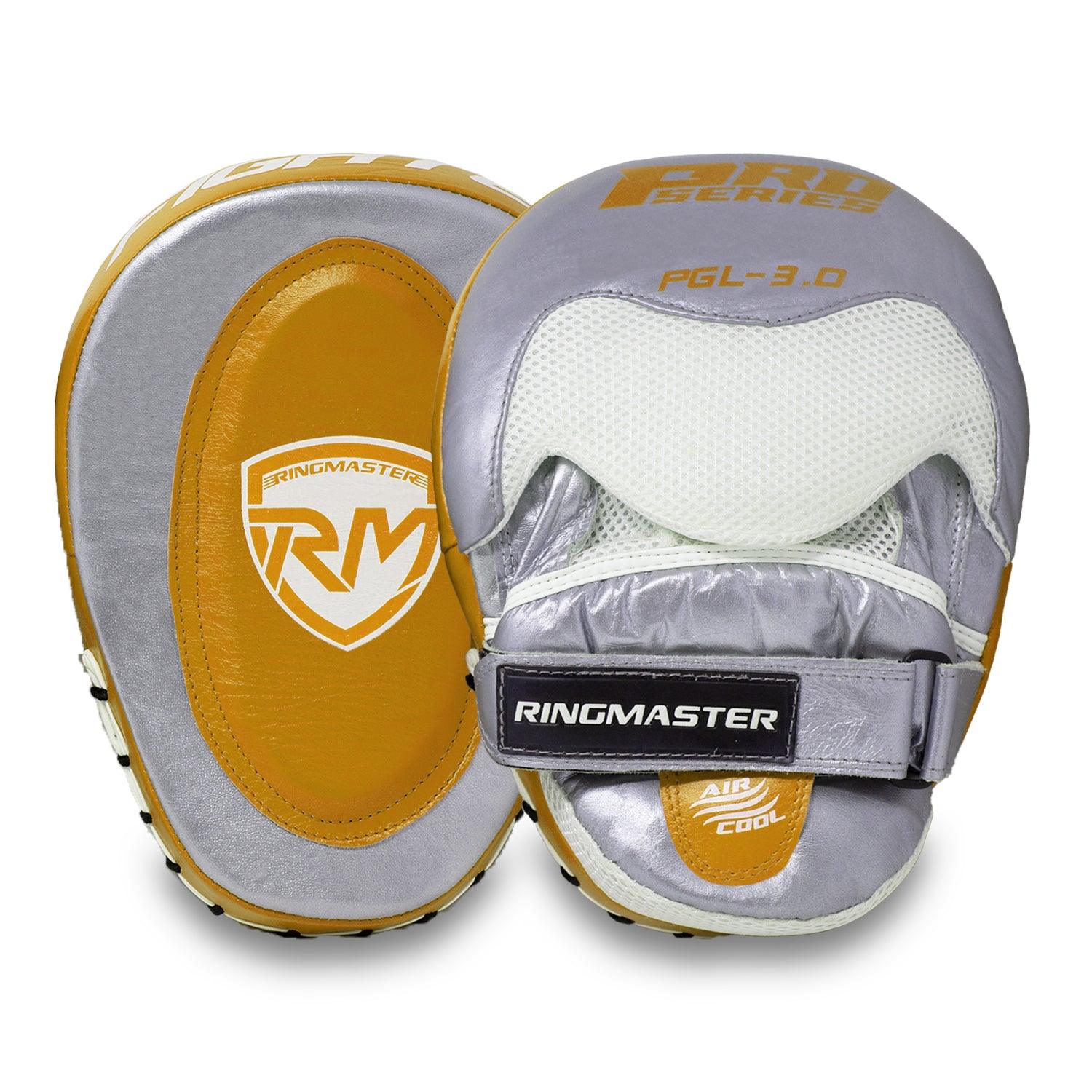 RingMaster Sports Focus pads Genuine Leather PGL 3.0 Gold and Silver image 3