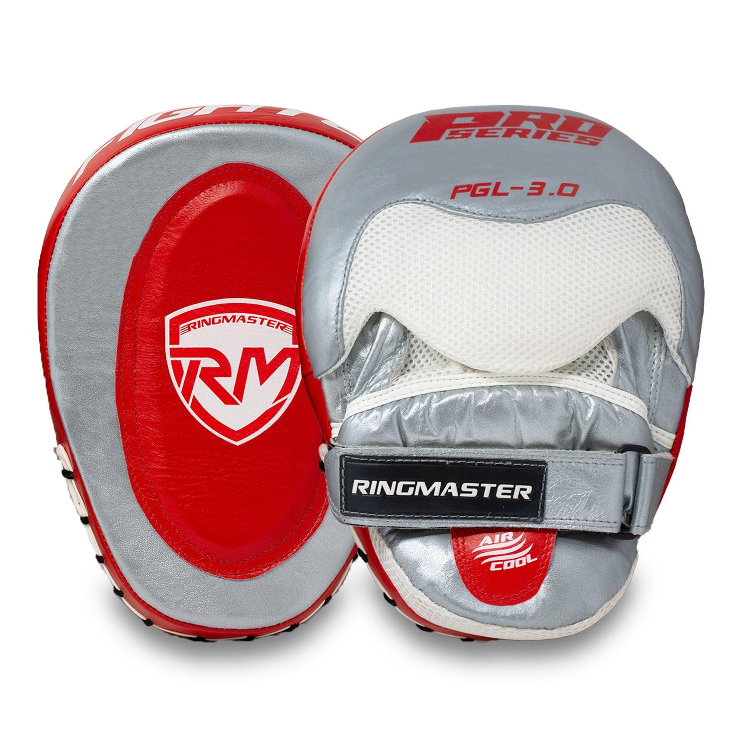 RingMaster Sports Focus pads Genuine Leather PGL 3.0 Red and Silver image 3