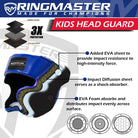 Junior Head Guard Boxing, Head Guard blue & white Kids headguards boxing, best junior boxing head guard, Kids Headguards, head guard, boxing head guard, taekwondo head guard, karate head guard, taekwondo head guard price, taekwondo white head guard, Ringmaster Sports Head guard, Ringmaster Sports Equipment, Ringmaster boxing Equipment, RingMaster Sports Kids Boxing HeadGuard Blue and White image 3