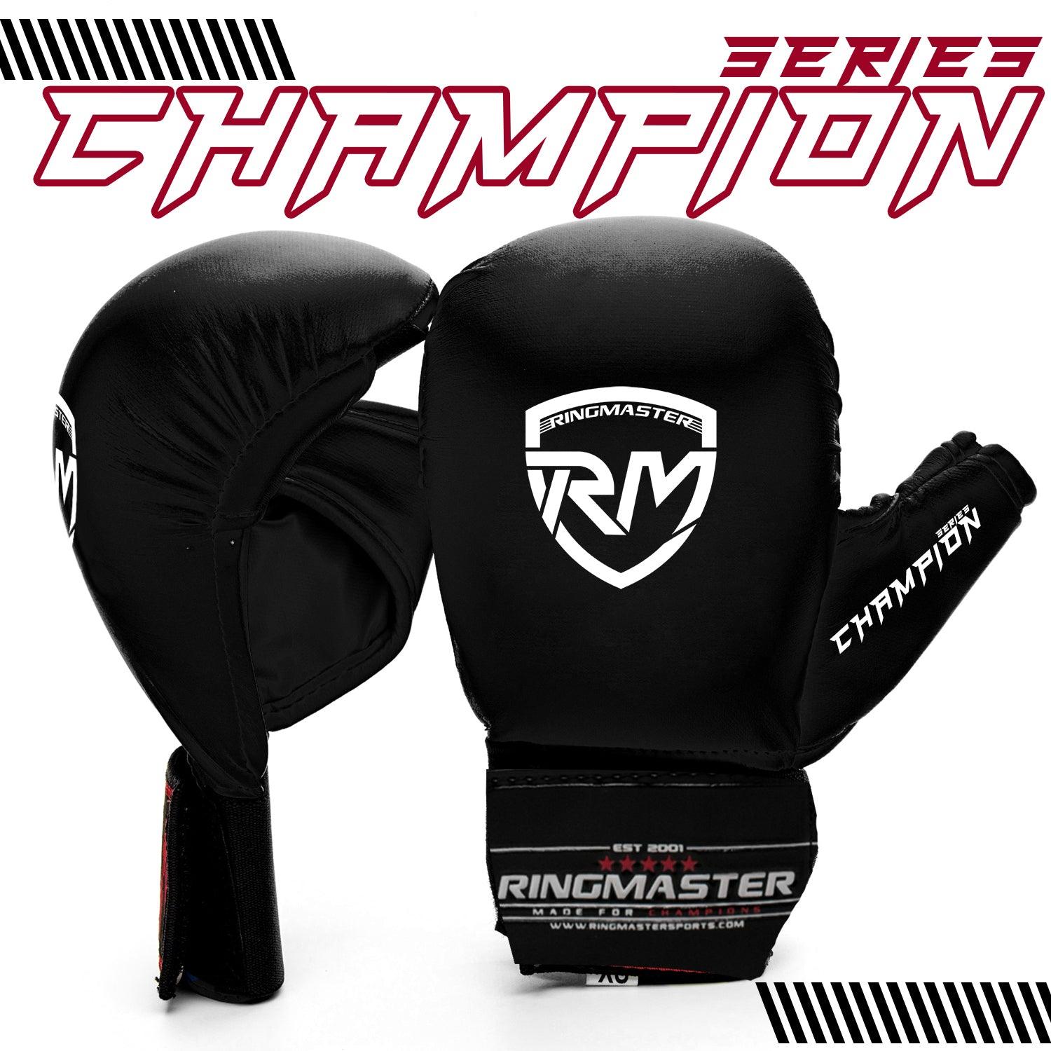 RingMaster Sports Synthetic Leather WKF Styled Kids Karate Gloves Black marital arts image 1