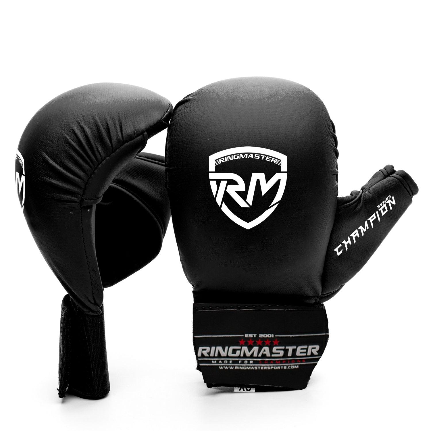 RingMaster Sports Synthetic Leather WKF Styled Kids Karate Gloves Black marital arts image 3