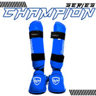 RingMaster Sports Synthetic Leather WKF Styled Kids Karate Shin Instep Guards Blue martial arts image 2