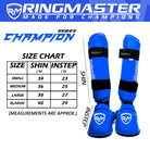 RingMaster Sports Synthetic Leather WKF Styled Karate Shin Instep Guards Blue Image 3