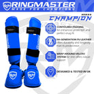 RingMaster Sports Synthetic Leather WKF Styled Kids Karate Shin Instep Guards Blue martial arts image 3