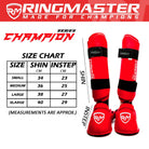 RingMaster Sports Synthetic Leather WKF Styled Karate Shin Instep Guards Red martial arts image 4