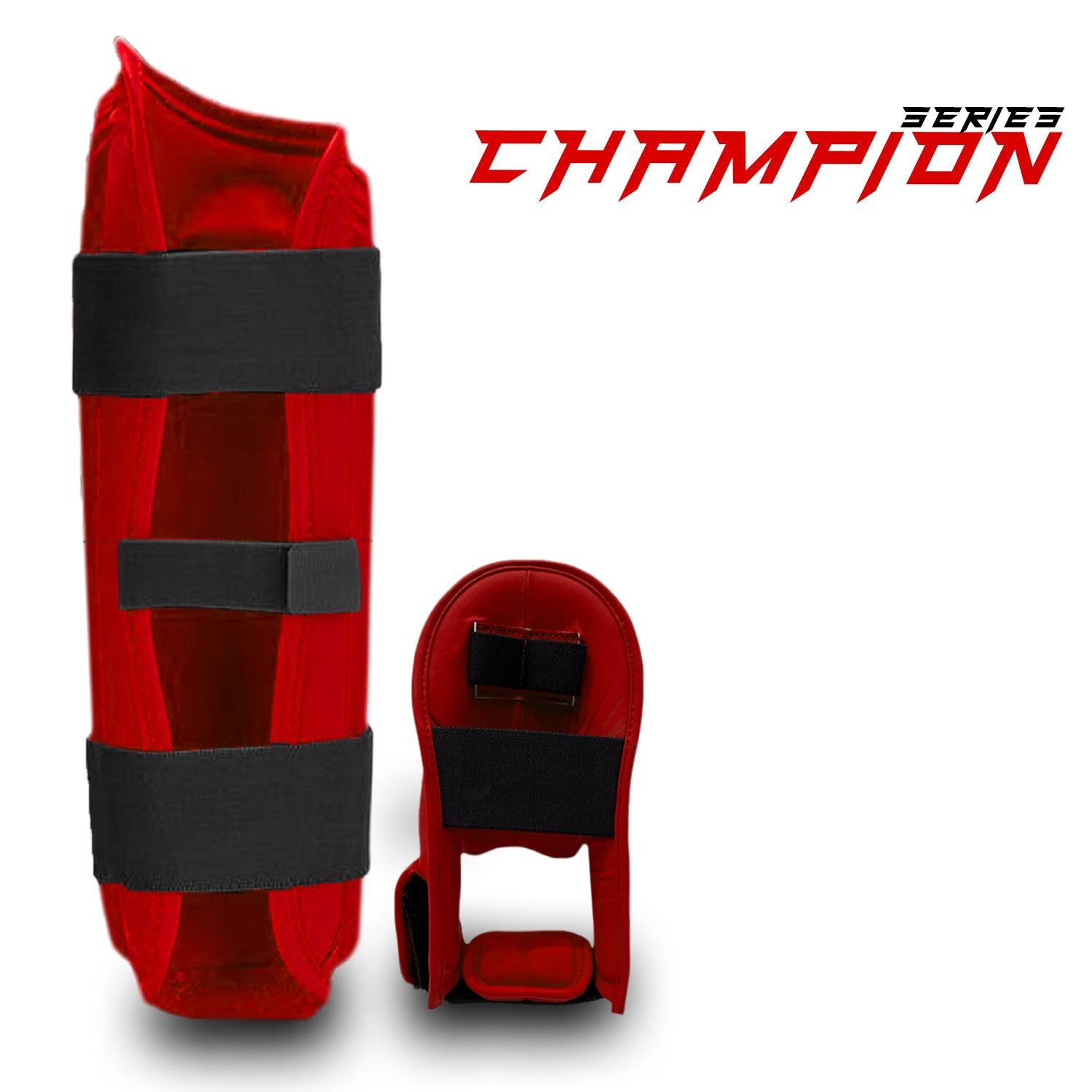 RingMaster Sports Synthetic Leather WKF Styled Kids Karate Shin Instep Guards Red martial arts image 6
