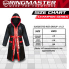 RingMaster Sports Champion Series Boxing Kids Fight Robe Black & Red Gown Image 3