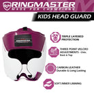 Junior Head Guard Boxing, Head Guard Purple and white Kids headguards boxing, best junior boxing head guard, Kids Headguards, head guard, boxing head guard, taekwondo head guard, karate head guard, taekwondo head guard price, taekwondo white head guard, Ringmaster Sports Head guard, Ringmaster Sports Equipment, Ringmaster boxing Equipment, RingMaster Sports Kids Boxing HeadGuard Purple and White image 2