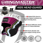 Junior Head Guard Boxing, Head Guard Purple and white Kids headguards boxing, best junior boxing head guard, Kids Headguards, head guard, boxing head guard, taekwondo head guard, karate head guard, taekwondo head guard price, taekwondo white head guard, Ringmaster Sports Head guard, Ringmaster Sports Equipment, Ringmaster boxing Equipment, RingMaster Sports Kids Boxing HeadGuard Purple and White image 3