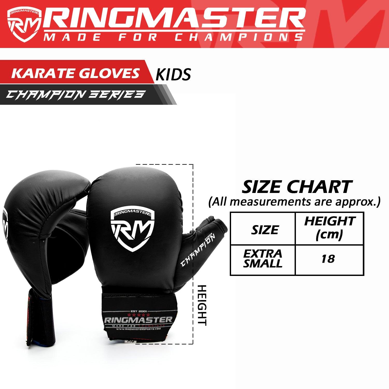 RingMaster Sports Synthetic Leather WKF Styled Kids Karate Gloves Black marital arts image 5