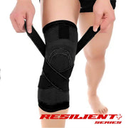Knee Support Resilient+ Series 1 pc Black Sports, Injury Rehabilitation, Adjustable, 26cm brace, Joint Pain,  Arthritis, igament Injury, Meniscus Tear, ACL, MCL, Tendonitis, Running, Squats, Sports, side stabilizers, compression image 3