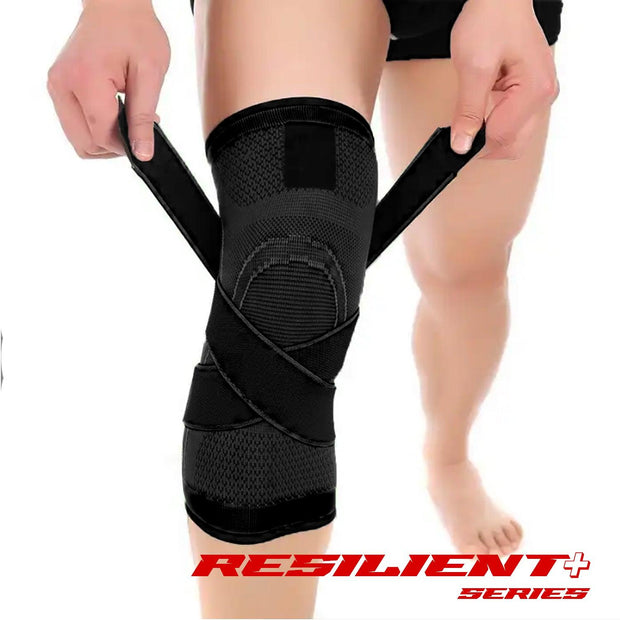 Knee Support Resilient+ Series 1 pc Black Sports, Injury Rehabilitation, Adjustable, 26cm brace, Joint Pain,  Arthritis, igament Injury, Meniscus Tear, ACL, MCL, Tendonitis, Running, Squats, Sports, side stabilizers, compression image 3