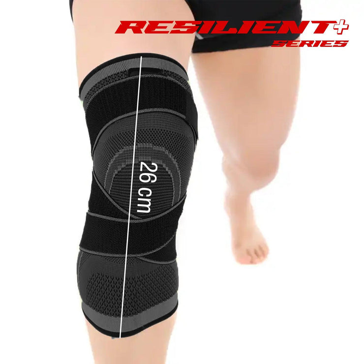 Knee Support Resilient+ Series 1 pc Black Sports, Injury Rehabilitation, Adjustable, 26cm brace, Joint Pain,  Arthritis, igament Injury, Meniscus Tear, ACL, MCL, Tendonitis, Running, Squats, Sports, side stabilizers, compression image 4