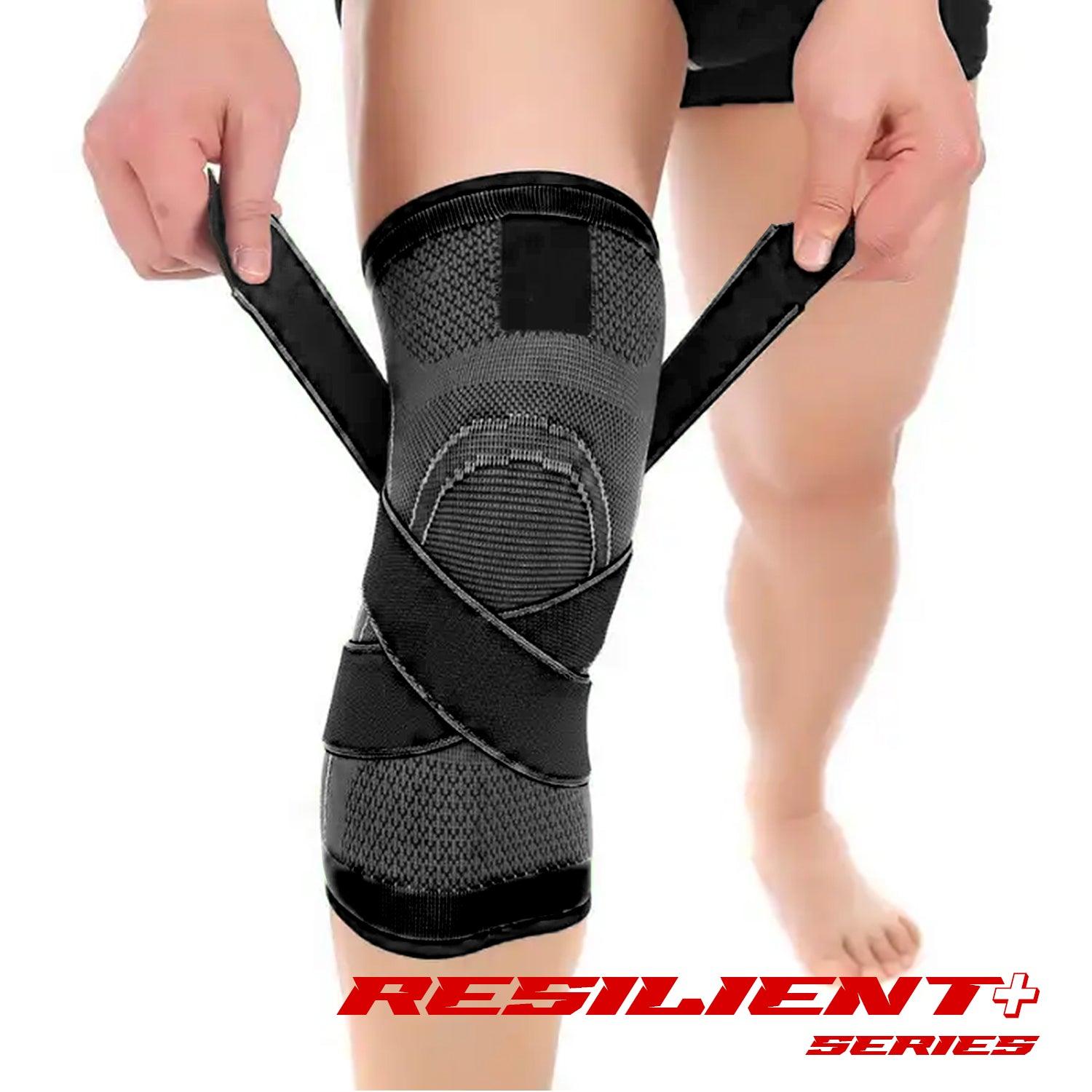 Knee Support Resilient+ Series 1 pc Grey Sports, Injury Rehabilitation, Adjustable, 30cm brace, Joint Pain,  Arthritis, igament Injury, Meniscus Tear, ACL, MCL, Tendonitis, Running, Squats, Sports, side stabilizers, compression image 3