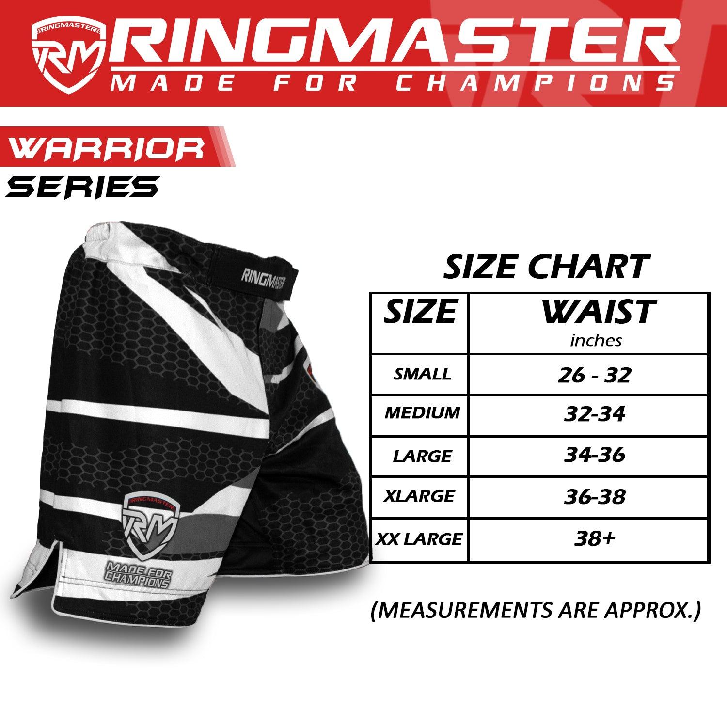 RingMaster Sports Warrior Series MMA Shorts Black & White image 3