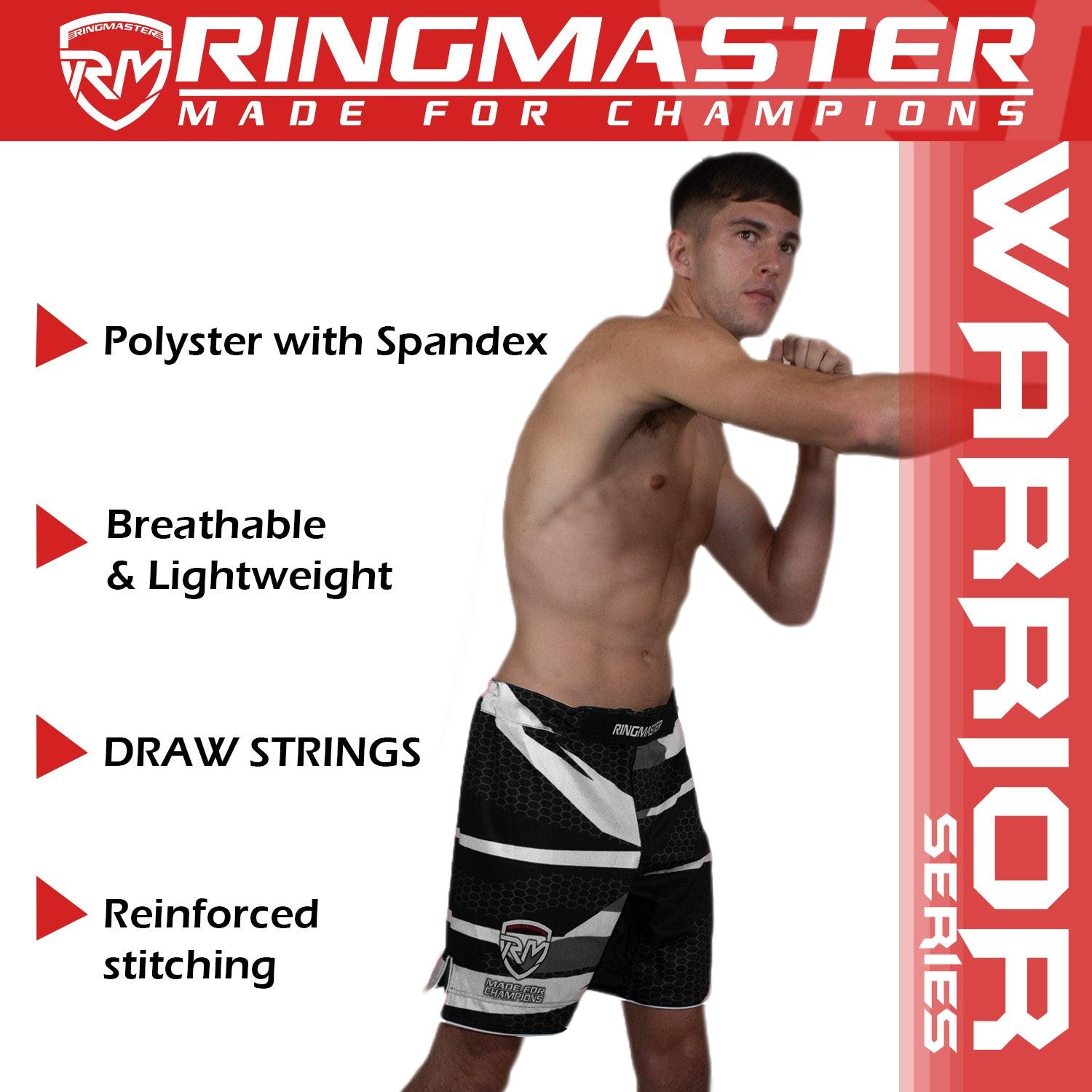 RingMaster Sports Warrior Series MMA Shorts Black & White image 4