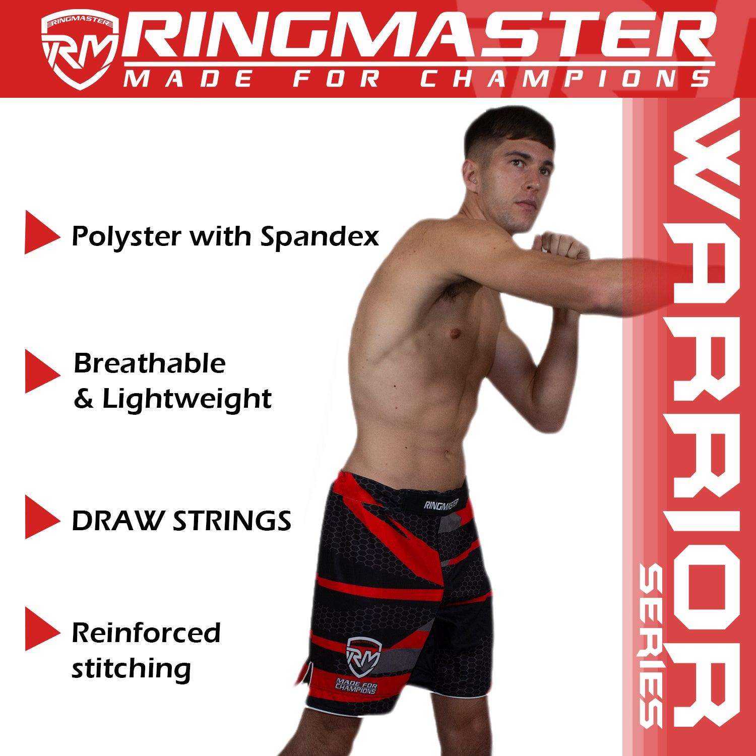 RingMaster Sports Warrior Series MMA Shorts Red & White image 4