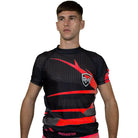 RingMaster Sports Half Sleeve Rash Guard Warrior Series Black Red Stripes - RINGMASTER SPORTS - Made For Champions