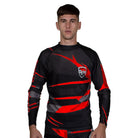 RingMaster Sports Full Sleeve Rash Guard Warrior Series Black Red Stripes image 1 BJJU, brazilian ju jitsu MMA