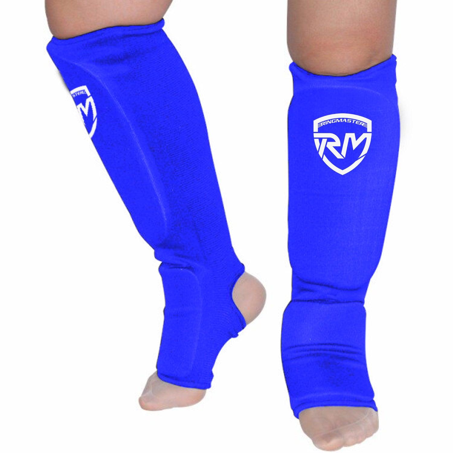 RingMaster Sports Kids Slip-on Elastic Shin & Instep Pads Blue - RINGMASTER SPORTS - Made For Champions