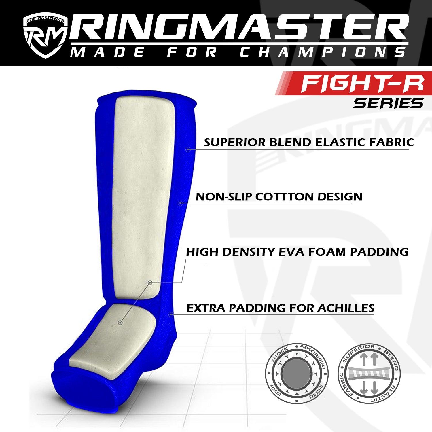 RingMaster Sports Slip-on Elastic Shin & Instep Guards Blue - RINGMASTER SPORTS - Made For Champions