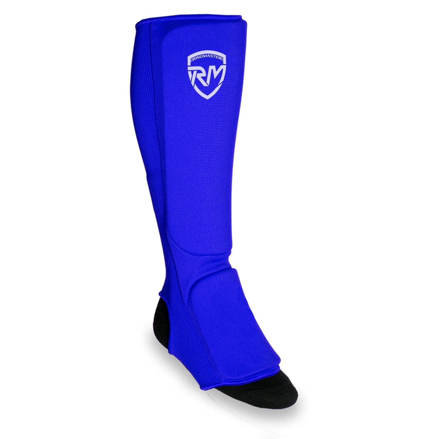 RingMaster Sports Kids Slip-on Elastic Shin & Instep Pads Blue - RINGMASTER SPORTS - Made For Champions